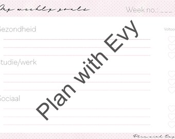 Nederlands/Dutch Printable tracker weekly goals - My weekly goals