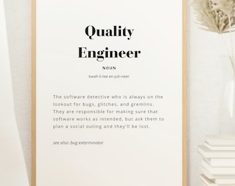 Quality Engineer Printable Wall Decor, Office Wall Art, Digital Download