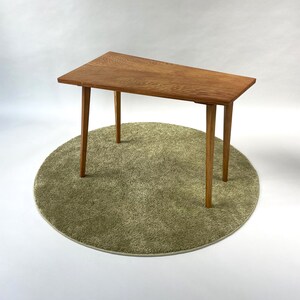 Vintage midcentury houten asymmetrische salontafel uit de jaren 60, lichte, hoge, heldere houtnerf, gerestaureerd afbeelding 2