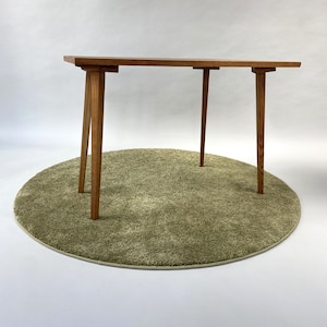 Vintage midcentury houten asymmetrische salontafel uit de jaren 60, lichte, hoge, heldere houtnerf, gerestaureerd afbeelding 4