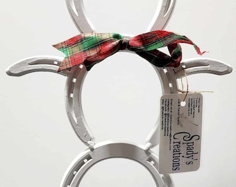 Horseshoe snowman. Steel horseshoes. Custom made.