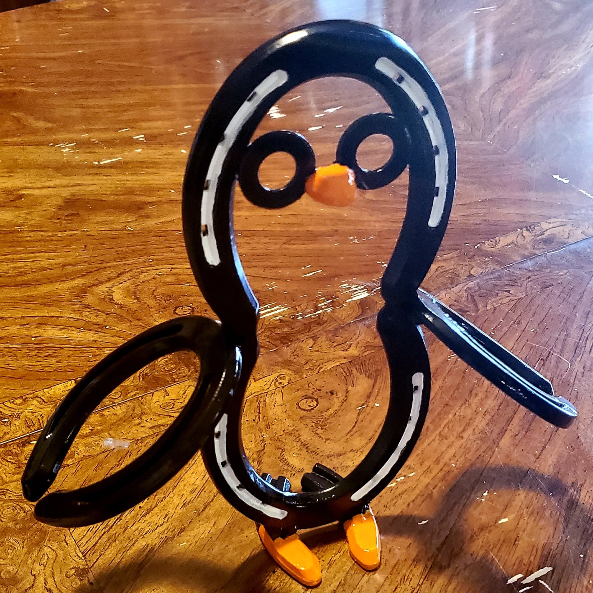 Cute Custom Made to Order Penguin Horseshoe Art. Free Etsy