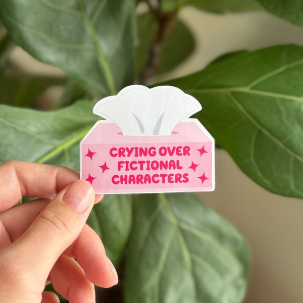 Crying Over Fictional Characters Sticker, Kindle Sticker, Book Lover Gift