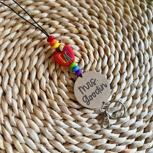 Rainbow Lanyard, Teacher Lanyard Personalized, Beaded Lanyard, Back to School Lanyard, Teacher Gift, Teacher Appreciation Gift, Badge Holder