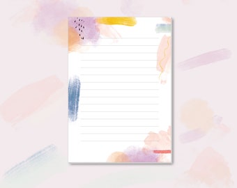 Notepad DIN A5 lined, graphic, watercolour, shopping list, to-do list or for a nice message