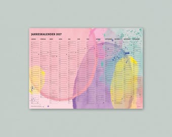 2027 annual calendar, DIN A2, wall calendar, lunar calendar