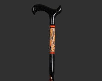 Personalized  Handmade Wooden Walking Stick, Elegant Hand Carved Walking Cane, Wooden Walking Stick for Women and Men