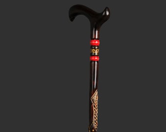 Personalized  Handmade Wooden Walking Stick - Elegant Hand Carved Walking Cane - Unique and Stylish Wooden Walking Stick for Women and Men