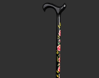 Customizable Floral Pattern Handmade Wooden Walking Stick - Hand Carved Cane - Unique and Stylish Wooden Walking Stick for Women and Men