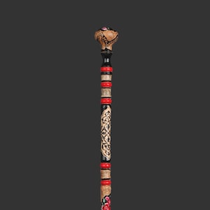 Personalized Cornel Wood Walking Cane: Hand Carved Floral Knob Handle