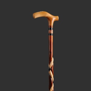Personalized Hand Carved Cornel Wood Walking Cane: Handmade Wooden Stick
