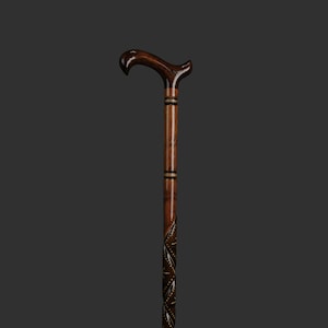 Personalized Hand Carved Cornel Wood Walking Cane - Handmade in Turkey