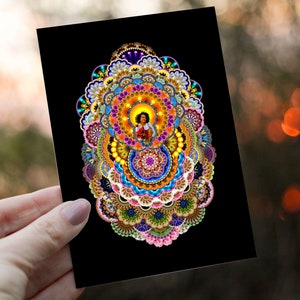 Art, Carte postale, Psychédélique, Maternité, Lumineux, Audacieux, Mandala, Coloré, Coucher de soleil, Fleur
