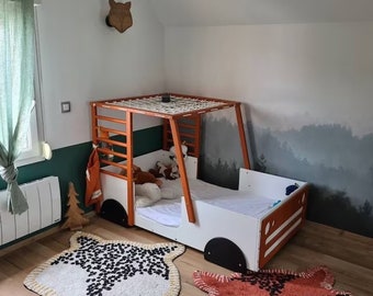 Lit de sol pour enfants | Large choix de couleurs, Lit avec barrières, Meubles pour enfant, Lit Montessori, Lit d'enfant, Lit d'enfant, Lit en bois,