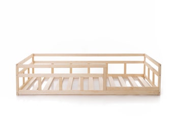 Toddler Floor Bed | Montessori Floor Bed, Bed With Rails, Kids bed, Handmade Bed, Montessori bed, Toddler bed, children's bed, Wooden Bed,