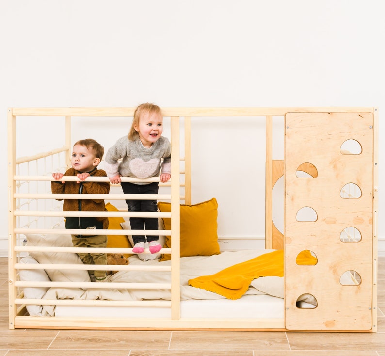 Toddler Gym Bed Painted With Eco Wax Bed With Slats With Etsy