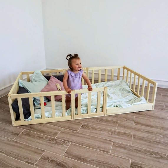 Cama de piso para niños pequeños con rieles redondos, amplias opciones de  color, muebles para niños pequeños, cama Montessori, cama para niños  pequeños, cama para niños, cama de madera, cama para niños -  España