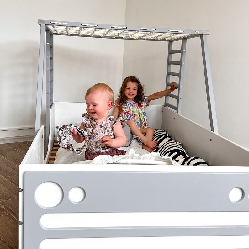 Toddler Floor Bed Wide Color Options Bed With Rails Etsy