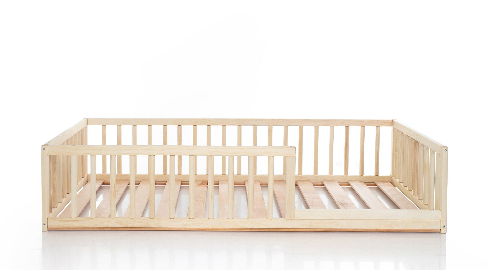 Toddler Floor Bed Wide Color Options Bed With Rails Etsy
