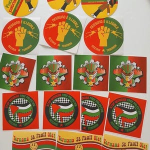 FC St. Pauli Patch En Sticker – Logo 5 Cm, Bruin-wit-rood, Opnaaibaar – Plus Sticker Tegen Rechts