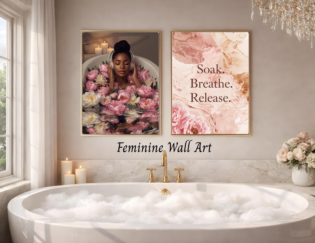 Bathroom Walle Art Set, Luxury Spa Bathroom Decor, Feminin Self Care ...