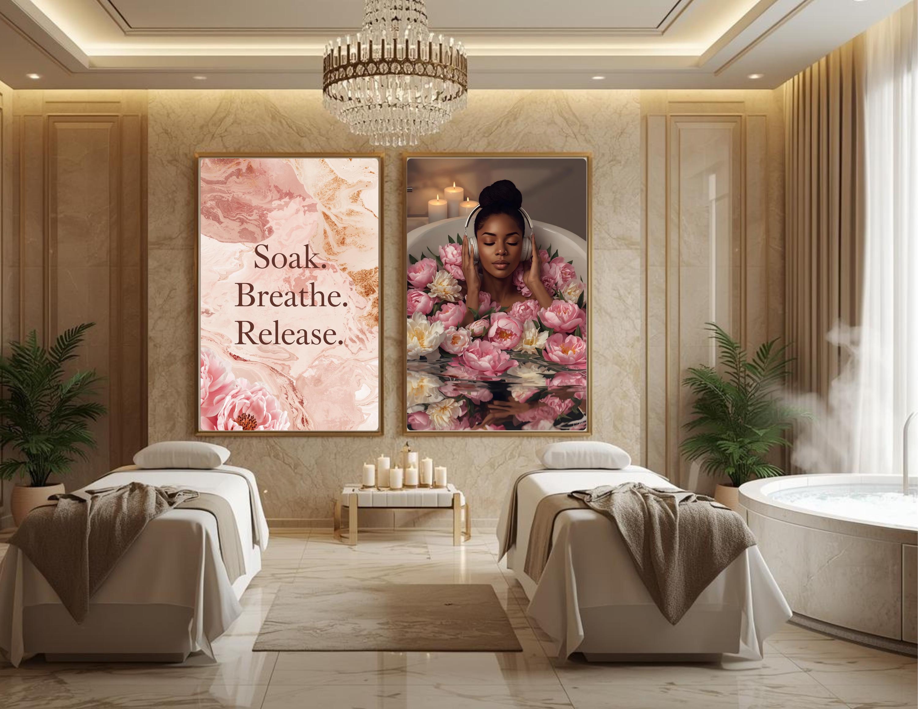 Bathroom Walle Art Set, Luxury Spa Bathroom Decor, Feminin Self Care