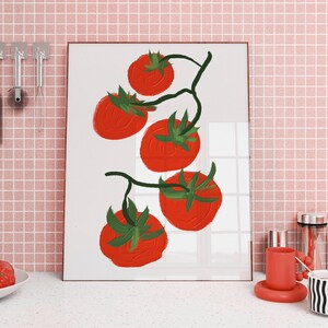 Pintura al óleo de tomate: Impresión para pared de cocina (Descarga digital)