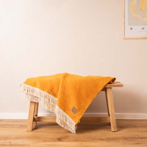 100% organic cotton, comfort size 150 x 200 cm, cuddly blanket, throw, bedspread Gelb