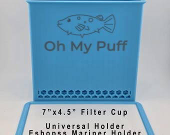 3D Printed Aquarium Filter Floss/Media Cup: Reef Safe PETG, 7x4.5 Inch