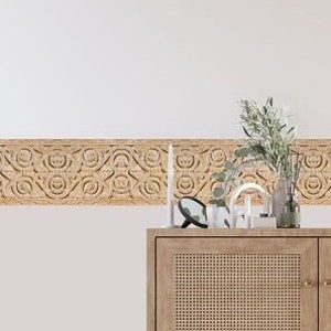 GB70011 Carved Ornamental Stone Peel and Stick Wallpaper Border Ceiling Trim Beige Cream by Grace & Gardenia Designs