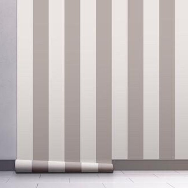 Vertical Stripes Pattern Peel and Stick Wallpaper, Modern Self Adhesive Wall Covering in Gray Off White Wall Decal