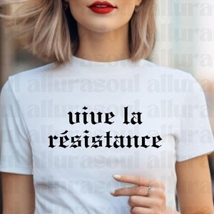 NIEUW!!! Vive La Résistance gotisch lettertype PNG's SVG | Zwart-wit | Franse zin | 2 ontwerpen | Vrouwelijke empowerment