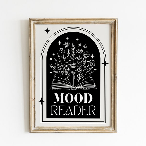 Mood Reader Print | Celestial Floral Design | Bookshelf Art | Booktrovert | Book Lover Gift | Fantasy | Romance | Bookish Merch | Nerd