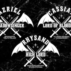 ACOTAR geïnspireerd PNGs SVGs bundel 2 | Favoriete Bat Boys | Rhysand Cassian Azriel | ZW | Nacht triomfantelijk | Ik ben de rots | De Suriel