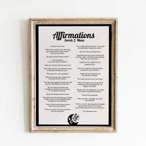 Sarah J. Maas | Affirmations | Citations de livres | ACOTAR Inspiré | trône de verre | Crescent City | Multivers | Impression de lune | Art livresque