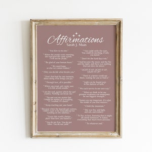 Sarah J. Maas | Affirmations | Citations de livres | Inspiré d'ACOTAR | trône de verre | Ville du Croissant-Rouge | Multivers | Impression lune | Art livresques