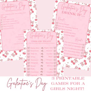 Galentine&#39;s Day Games, 3Printable Galentine&#39;s Celebration Games, Valentine&#39;s Day games for adults, Drink If, This or That, Never Have I Ever