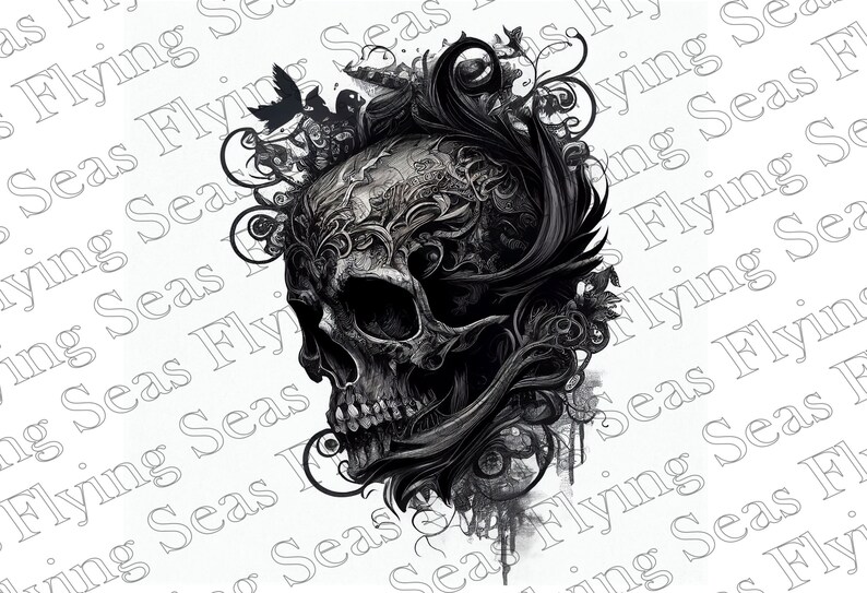6 Skull Tattoo Flash Set PNG Black and Grey Tattoo Flash - Etsy