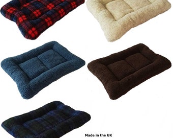 COSY PADDED Dog Bed, Crate Mat / Liner, Blown Fibre Surround For Comfort. Many Colours & Sizes