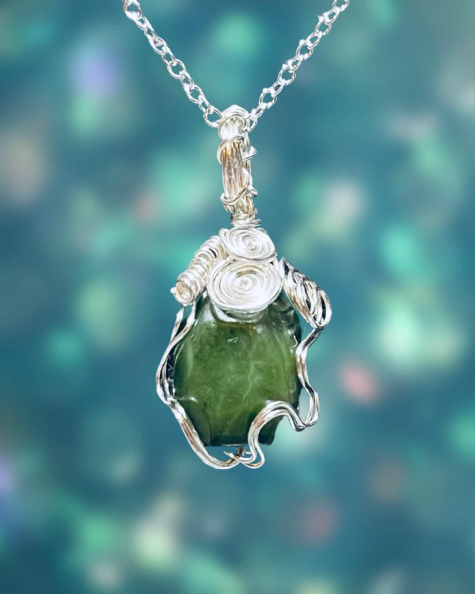 Alaskan Jade Pendant in Silver Wire Fancy Etsy UK