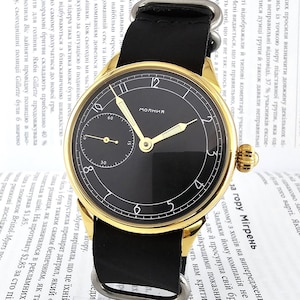 Watch Marriage MOLNIJA 3602 Wristwatch Mechanical Vintage Style USSR Gold Case