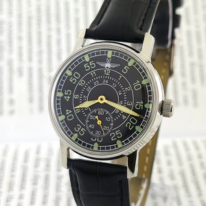 Vintage Military Watch USSR Pilot Aviation Mechanical Wristwatch Pobeda 2602