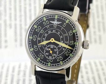Reloj militar antiguo de aviación de piloto de la URSS, reloj de pulsera mecánico Pobeda 2602