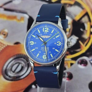 Vintage Watch Raketa Pilot AVIATOR Blue Dial Wristwatch USSR 2609.HA