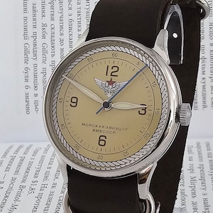 Watch RAKETA Naval Aviation Navy USSR Men&#39;s Dress Watch Pilot Mechanism 2609.HA