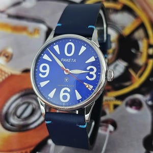 Vintage Watch USSR RAKETA Big Zero Blue Dial Wristwatch Mechanism 2609.HA