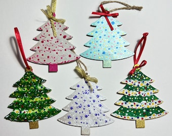 Wood Christmas Ornaments, hand painted, ready to hang.