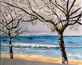 The Beach Oil on canvas original painting