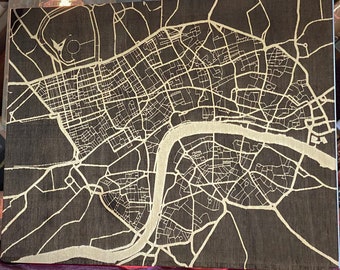 8x10 / Wood / laser engraved / London UK  / city map / for cartography and travel lovers / Real Estate Closing / Housewarming gift