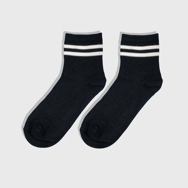 Single Stripe Socks Black, Tennis Socks, Sport Socks, Cotton Socks, Sneaker Socks, Colourful Socks, Gift Socks, Unisex Socks